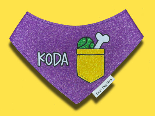 Pup Pocket Personalized Purple Glitter Bandana