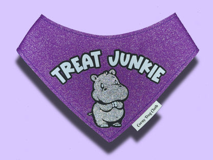 Treat Junkie Purple Glitter Bandana