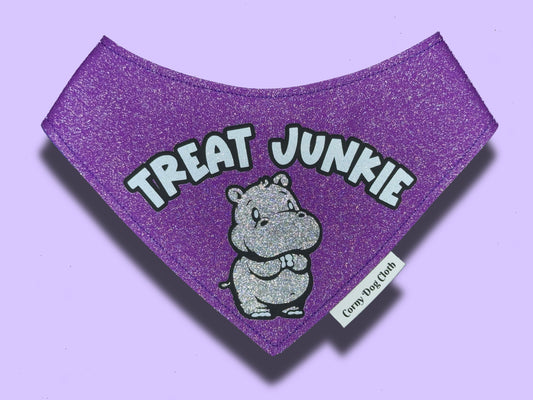 Treat Junkie Purple Glitter Bandana