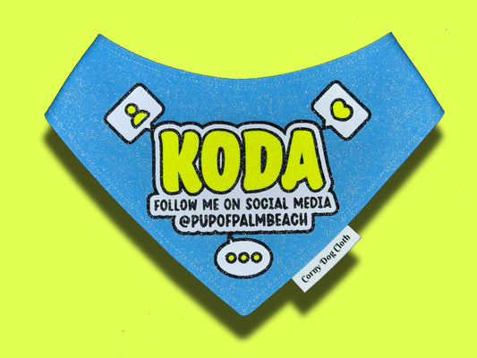 Social Media Blue Glitter Bandana