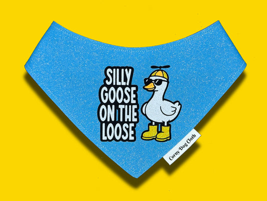 Silly Goose Blue Glitter Bandana