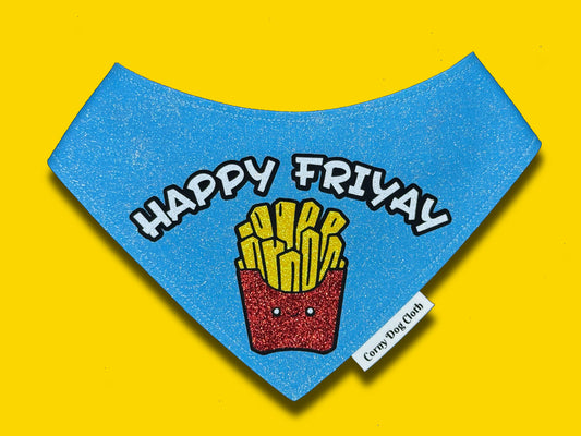 Happy Friyay Blue Glitter Bandana