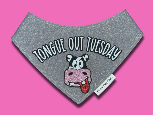 Tongue Out Tuesday Gray Glitter Bandana