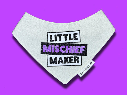 Little Mischief Maker White Glitter Bandana