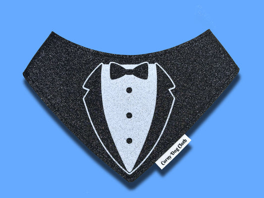 Business Attire Tuxedo Black Glitter Bandana