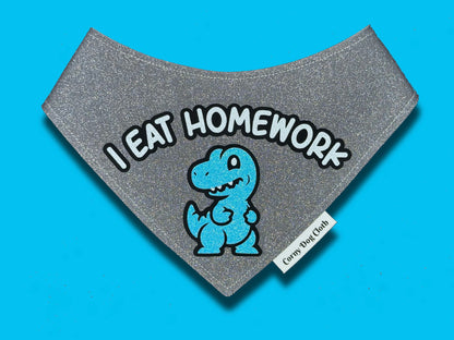 I Eat Homework Gray Glitter Bandana