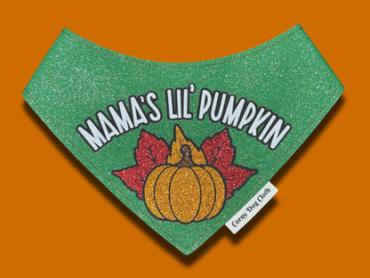 Mama's Lil' Pumpkin Dark Green Glitter Bandana