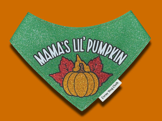 Mama's Lil' Pumpkin Green Glitter Bandana
