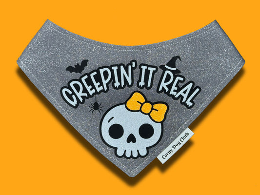 Creepin' it Real Gray Glitter Bandana
