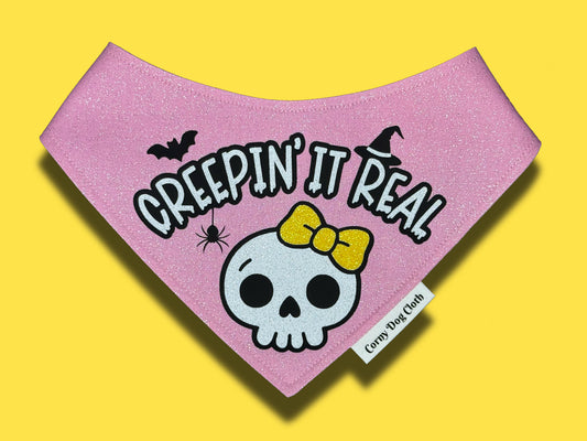 Creepin' it Real Light Pink Glitter Bandana