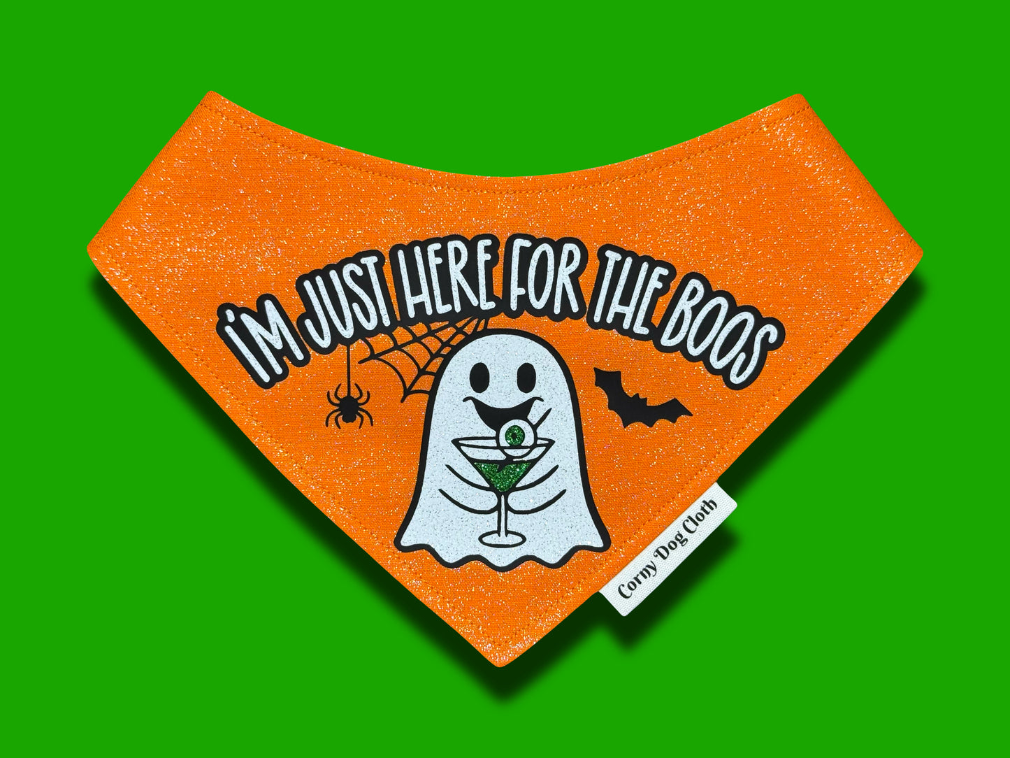 I'm Just Here for the Boos Orange Glitter Bandana