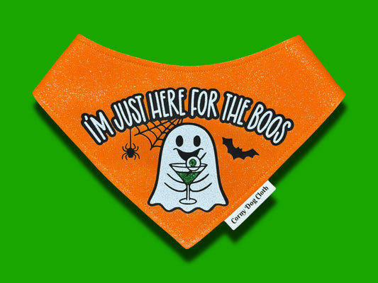 I'm Just Here for the Boos Orange Glitter Bandana