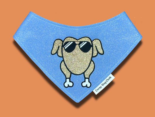 Cool Turkey Slate Blue Glitter Bandana