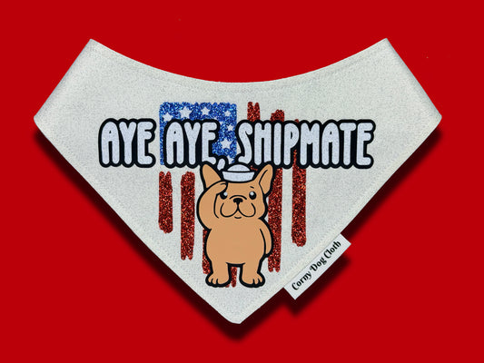 Aye Aye Shipmate White Glitter Bandana