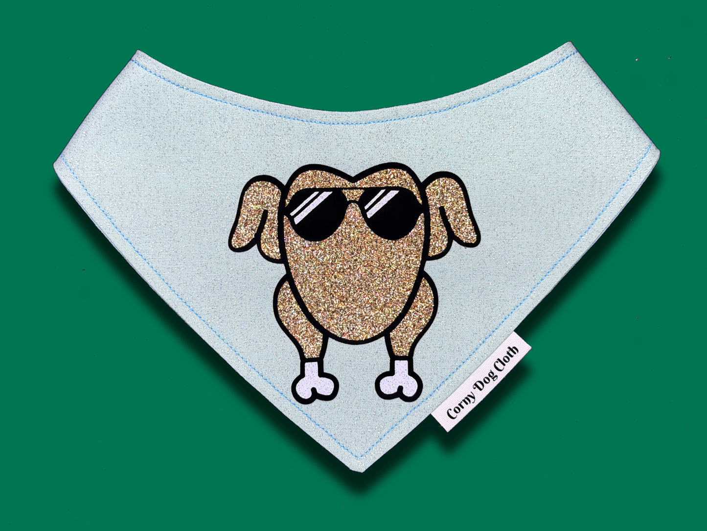 Cool Turkey Mint Glitter Bandana