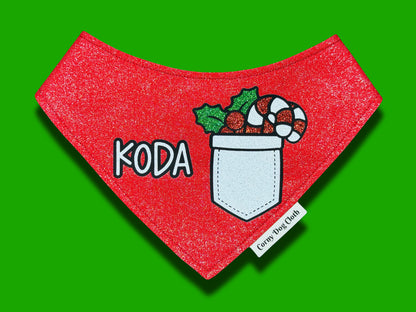 Pup Pocket Personalized Red Glitter Bandana