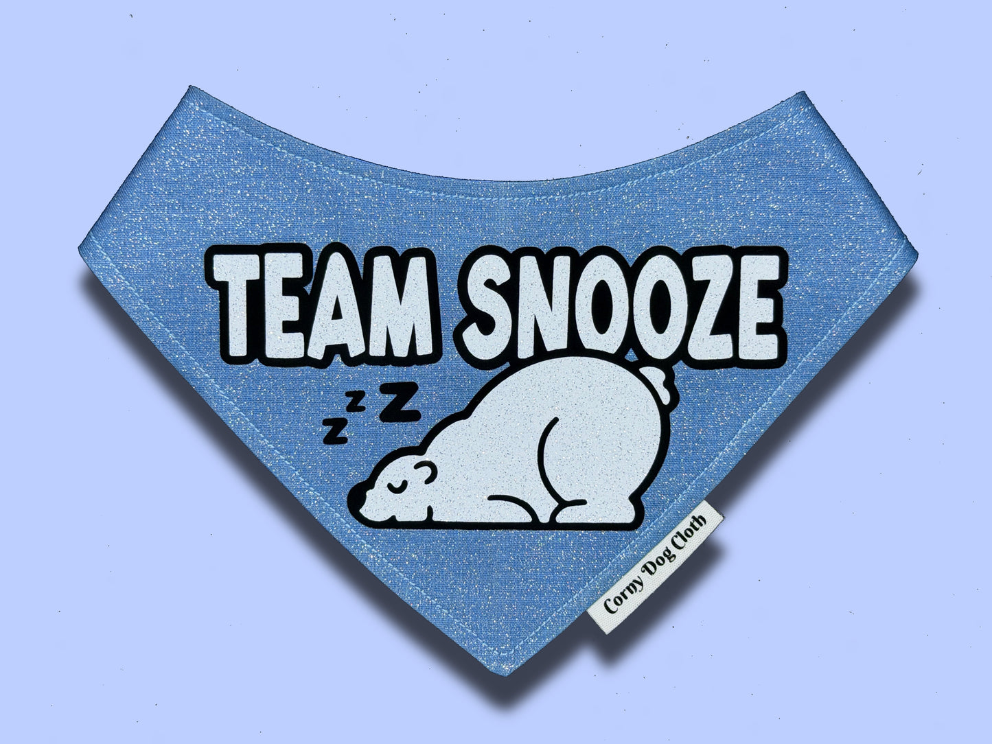 Team Snooze Slate Blue Glitter Bandana
