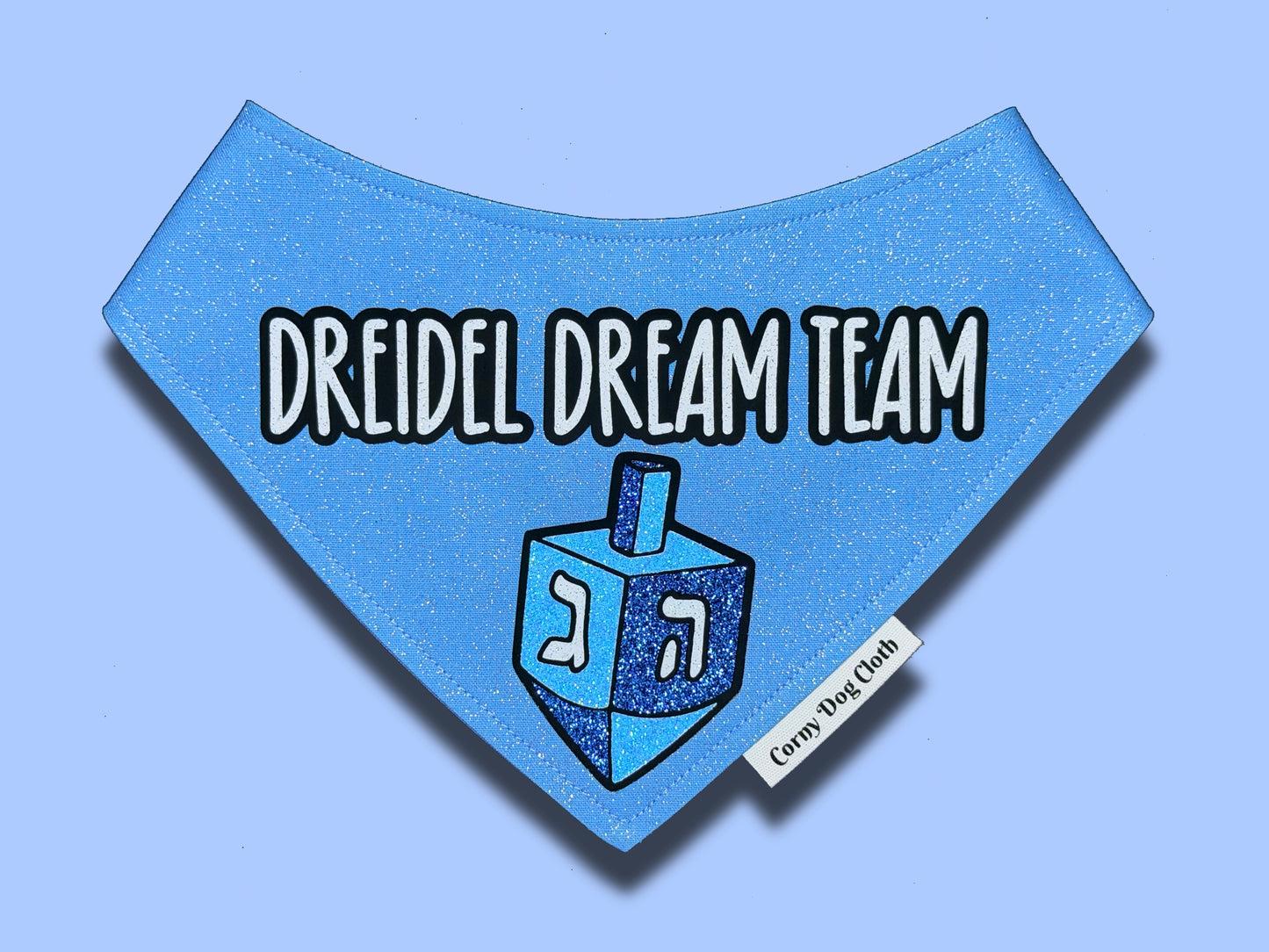 Dreidel Dream Team Blue Glitter Bandana