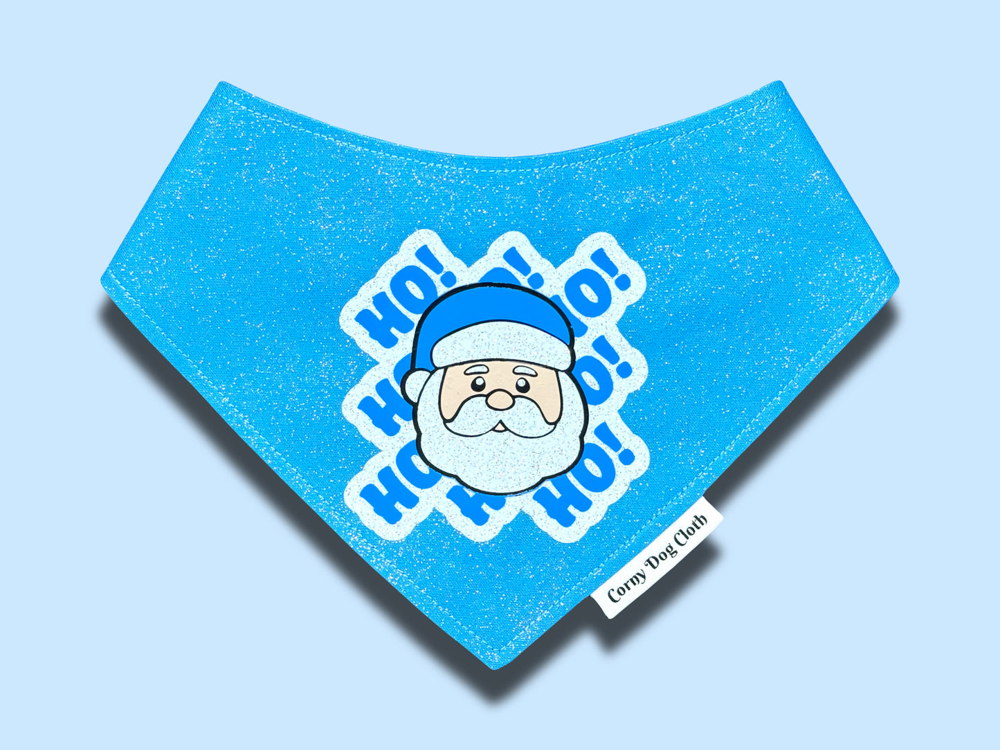 Ho Ho Ho Blue Glitter Bandana