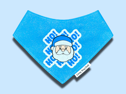 Ho Ho Ho Blue Glitter Bandana