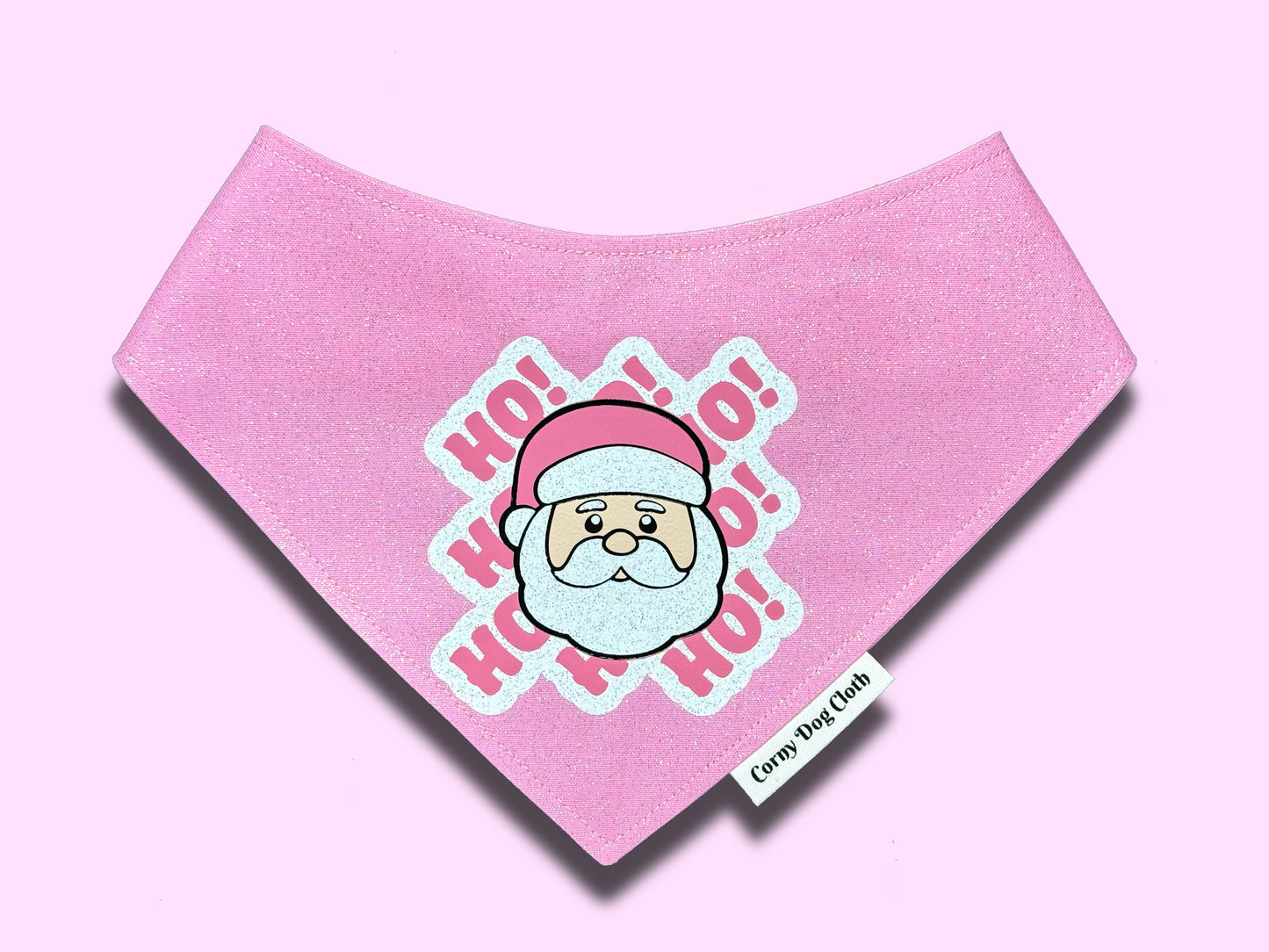 Ho Ho Ho Light Pink Glitter Bandana