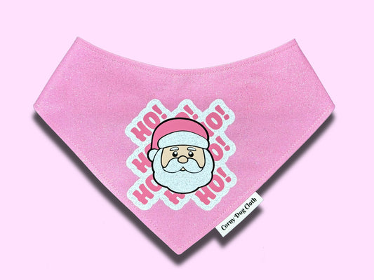 Ho Ho Ho Light Pink Glitter Bandana