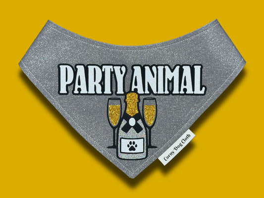 Party Animal Gray Glitter Bandana