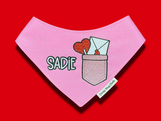 Pup Pocket Personalized Light Pink Glitter Bandana