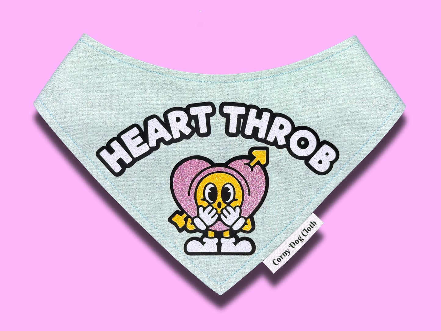 Heart Throb Mint Glitter Bandana