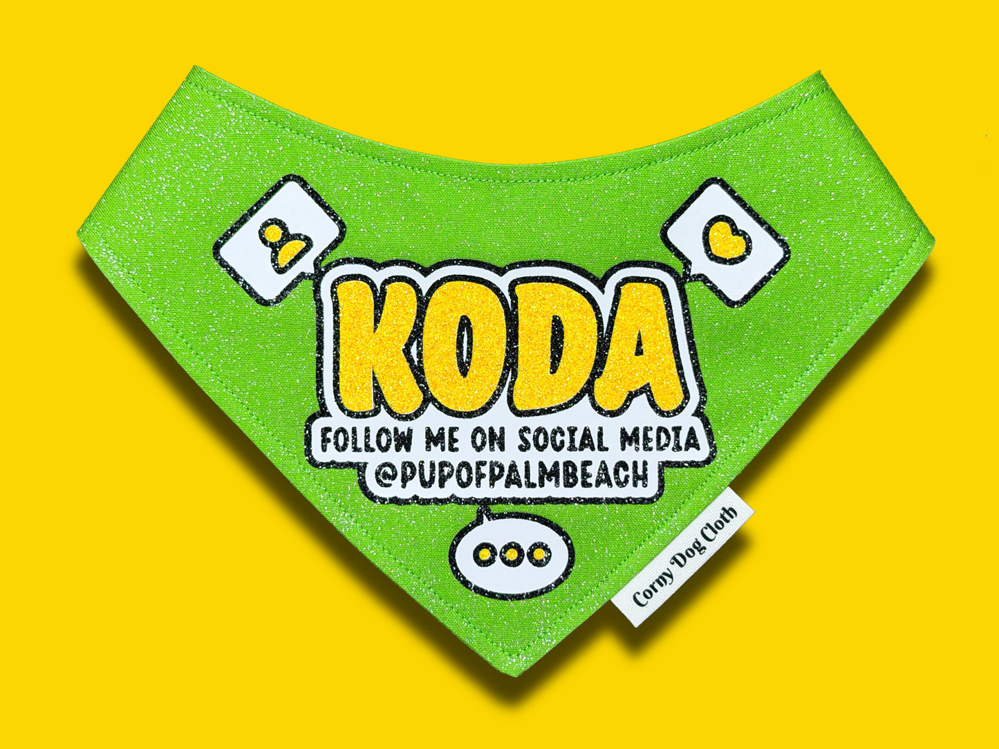 Social Media Light Green Glitter Bandana