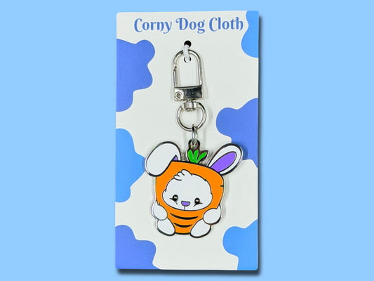 Bunny Loves Carrot Purple Ear Dog Tag