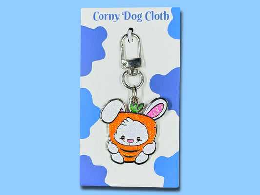Bunny Loves Carrot Pink Ear Dog Tag
