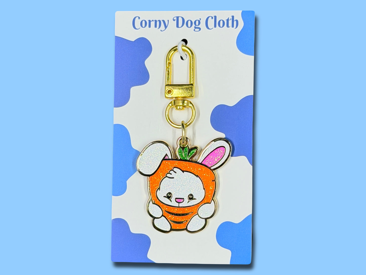Bunny Loves Carrot Pink Ear Dog Tag