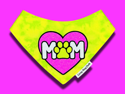 Dog Mom Love Yellow Tie-Dye Bandana