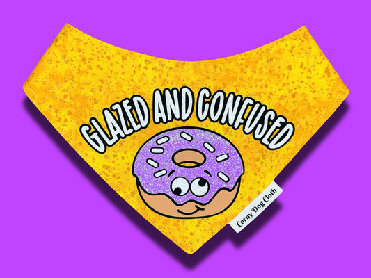 Glazed and Confused Yellow Glitter Bandana