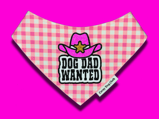Dog Dad Wanted Pink Bandana