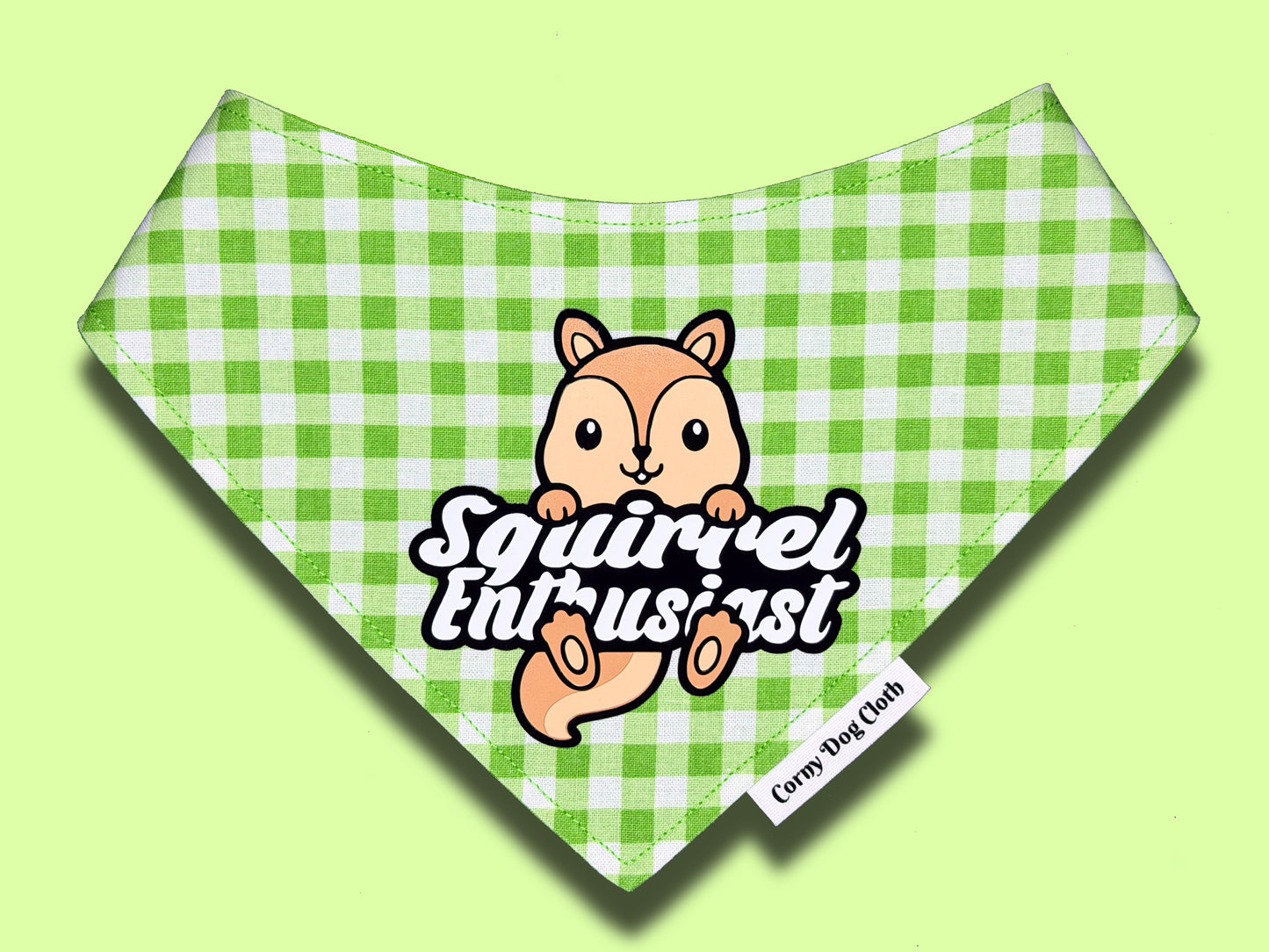 Squirrel Enthusiast Green Plaid Bandana