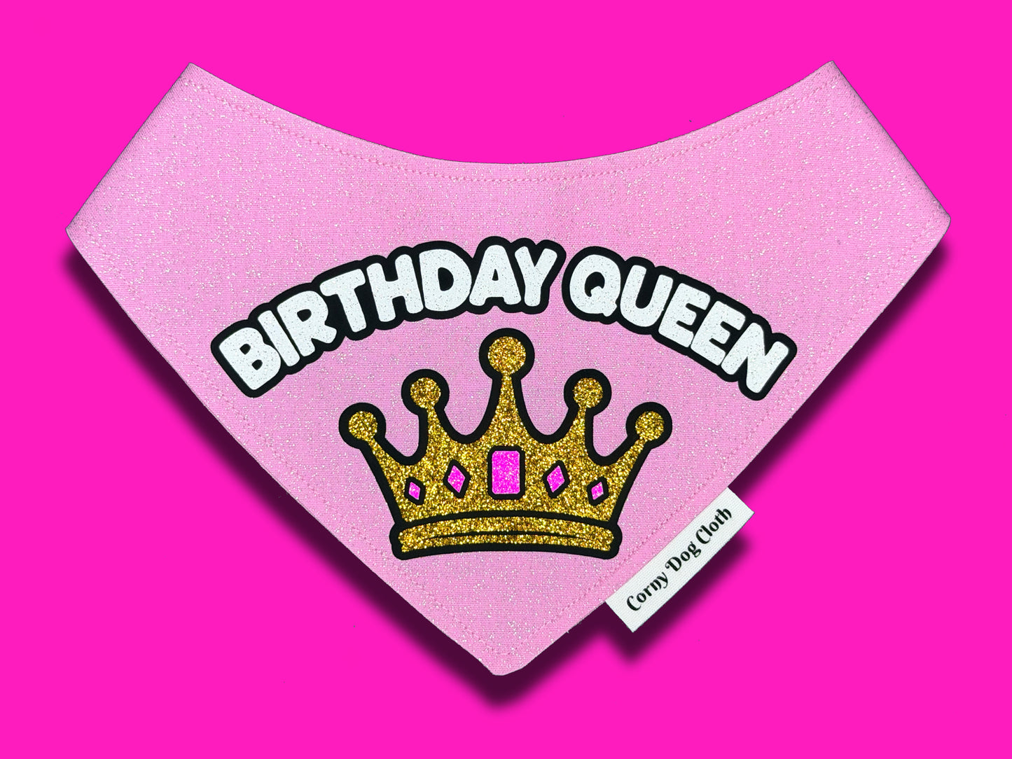 Birthday Queen Light Pink Glitter Bandana