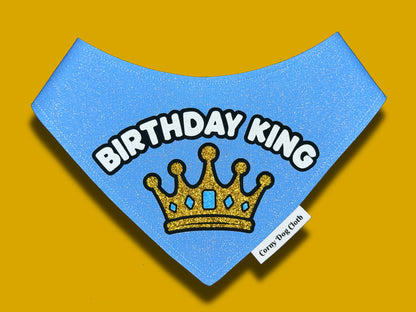 Birthday King Baby Blue Glitter Bandana