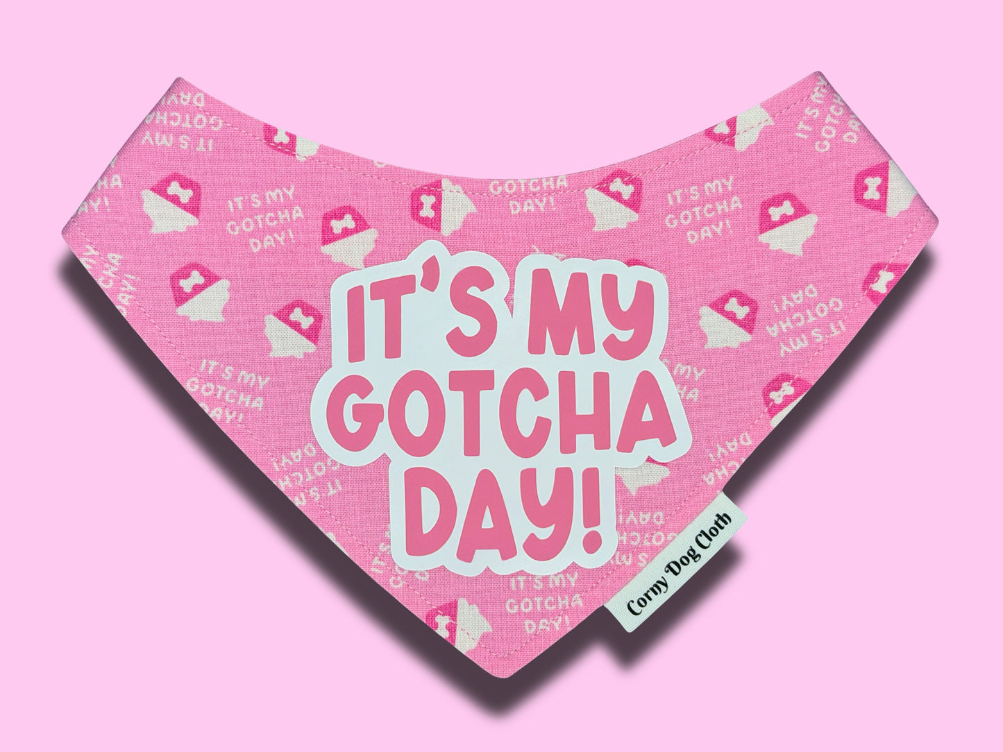 The Pup Cup Gotcha Day Pink Bandana