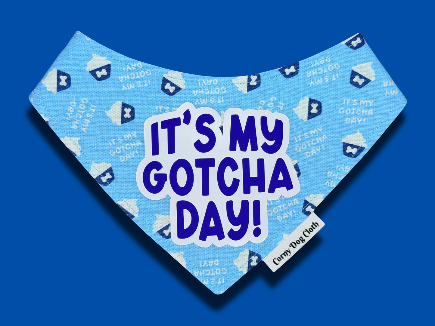 The Pup Cup Gotcha Day Blue Bandana