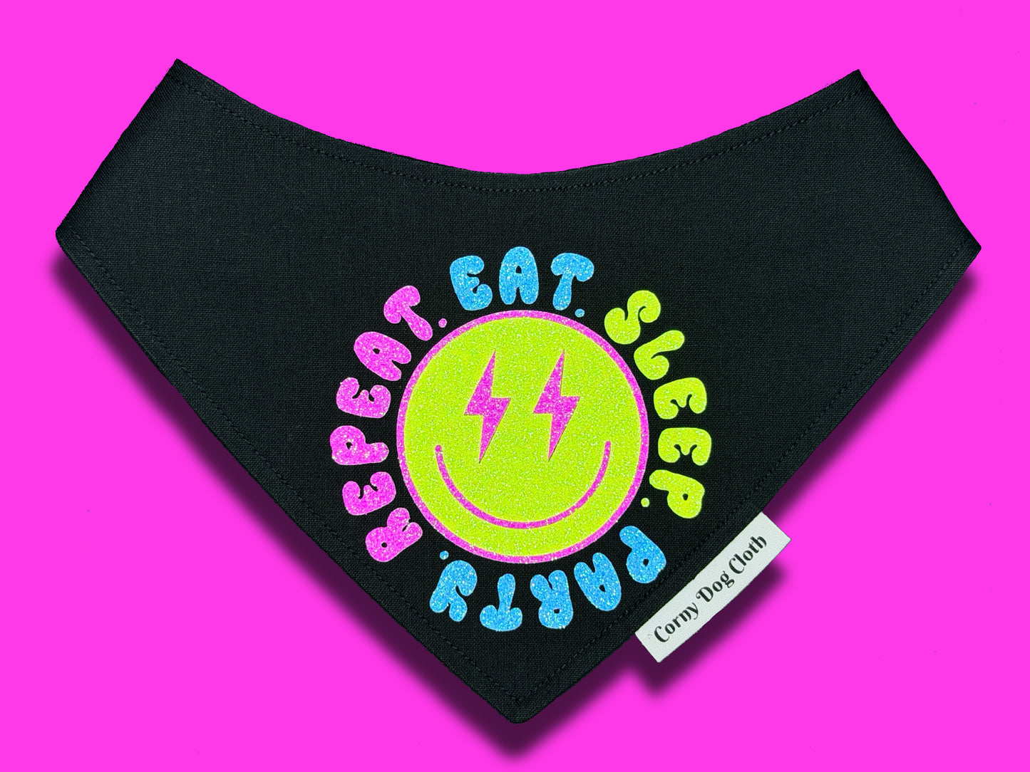 Eat Sleep Party Repeat Black Bandana