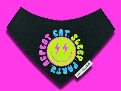 Eat Sleep Party Repeat Black Bandana