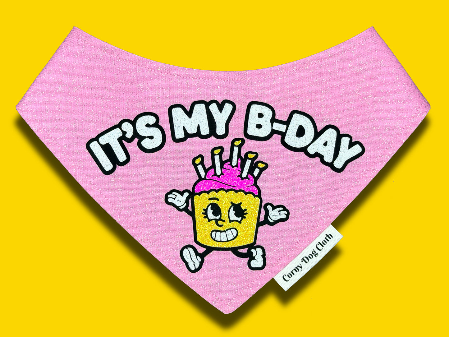 It's My B-Day Light Pink Glitter Bandana