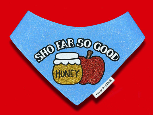 Sho Far So Good Baby Blue Glitter Bandana